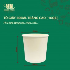 Tô giấy trắng cao 16oz (500ml)